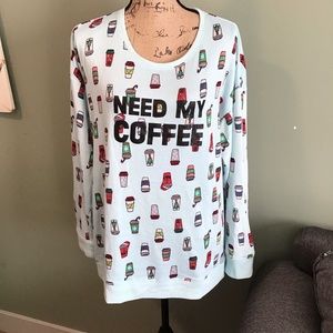 Secret Treasures Sleepwear “Need My Coffee”Pajama Top SZ XL (16-18) preowned